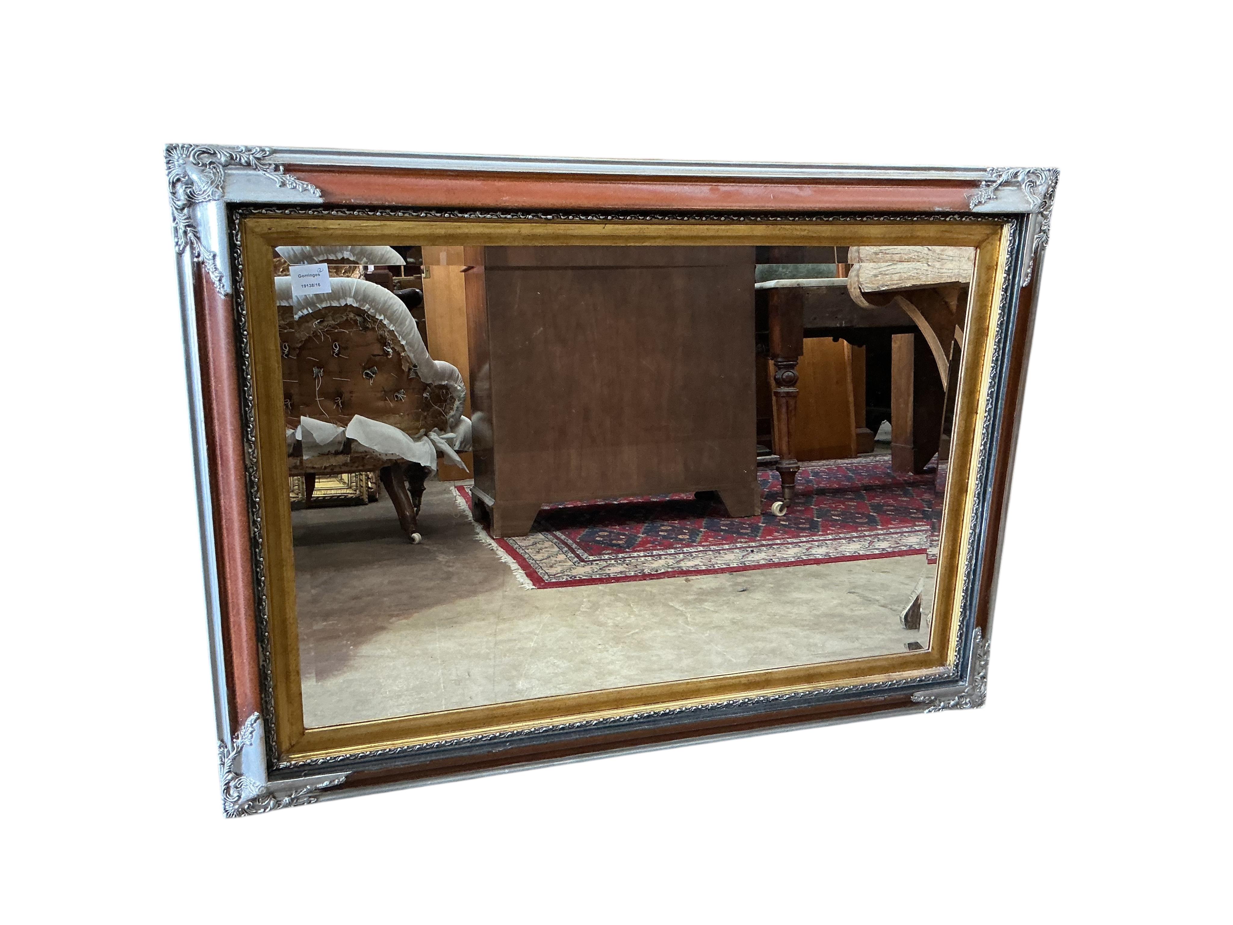 Two reproduction Victorian style rectangular composition wall mirrors, larger width 110cm, height 81cm